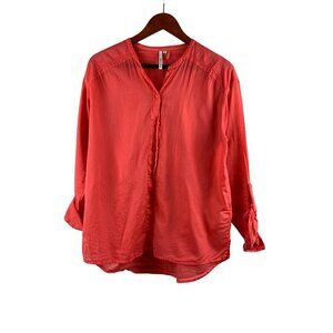 Michael Stars Womens Coral Button-Up Shirt Medium 100% Cotton Made In China